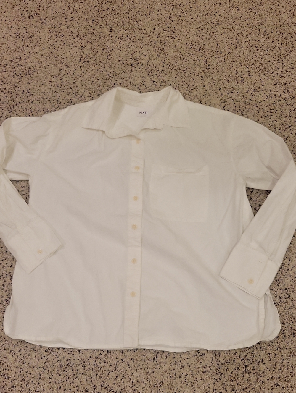 Mate The Label Organic Cotton White Button Up Down Shirt Long Sleeve XSmall